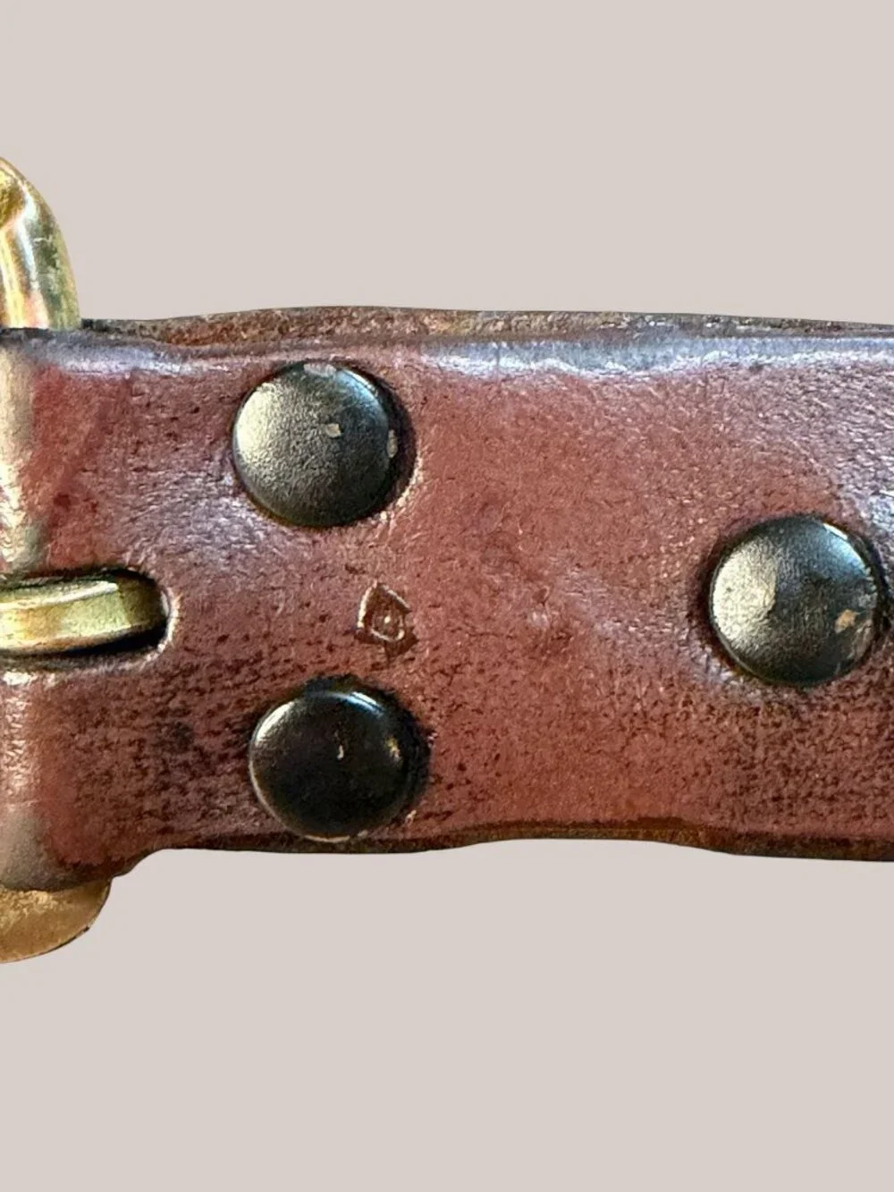 Vintage 70s/80s Brown Leather Eagle Belt Brass Buckle Biker Western Tooled 46”